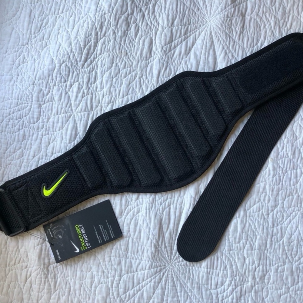 Nike Black Fitness Belt with Neon Green Logo medium